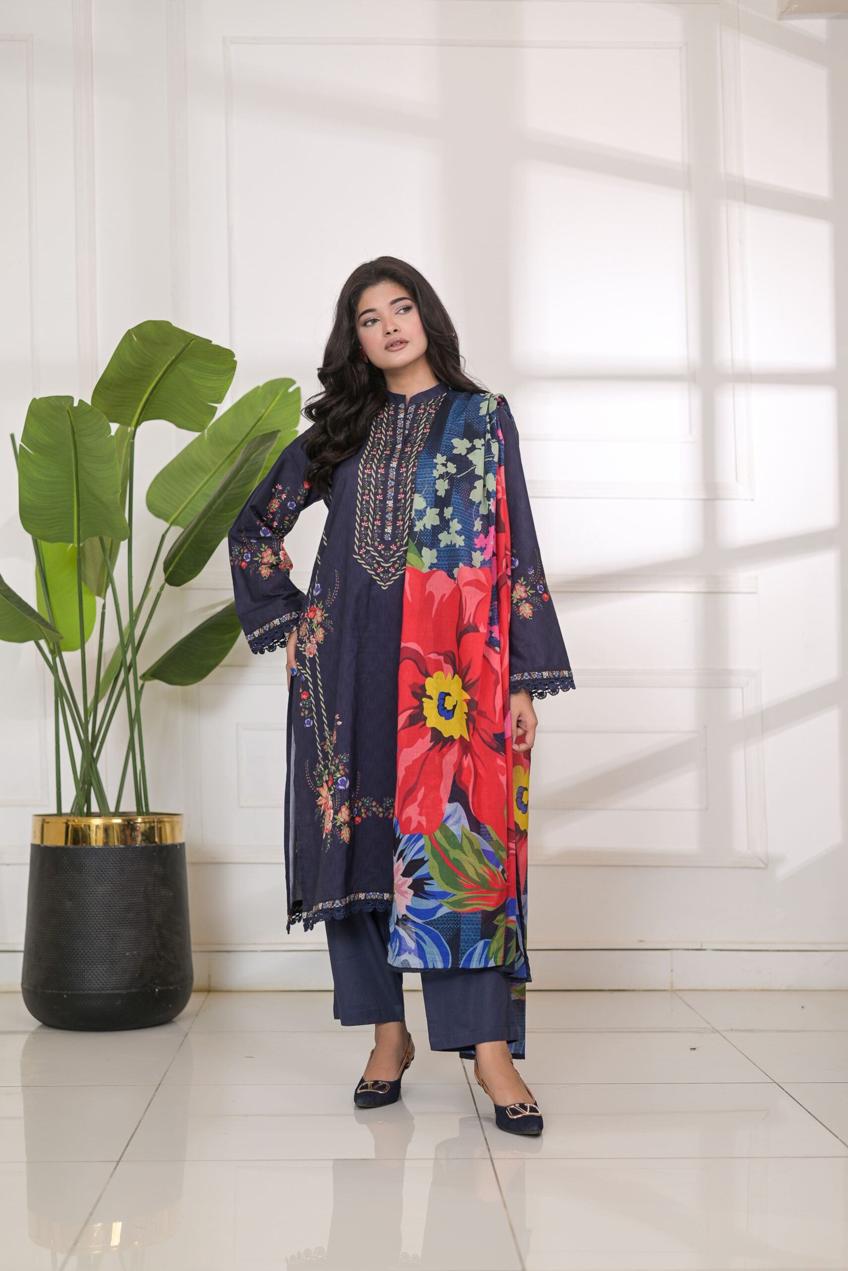 Fit & Fabrics Wear Midnight Bloom 3 Piece Lawn Suit-Unstitched