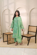 Fit & Fabrics Wear Parrot Green – Premium 3 Piece Lawn Suit Unstitched