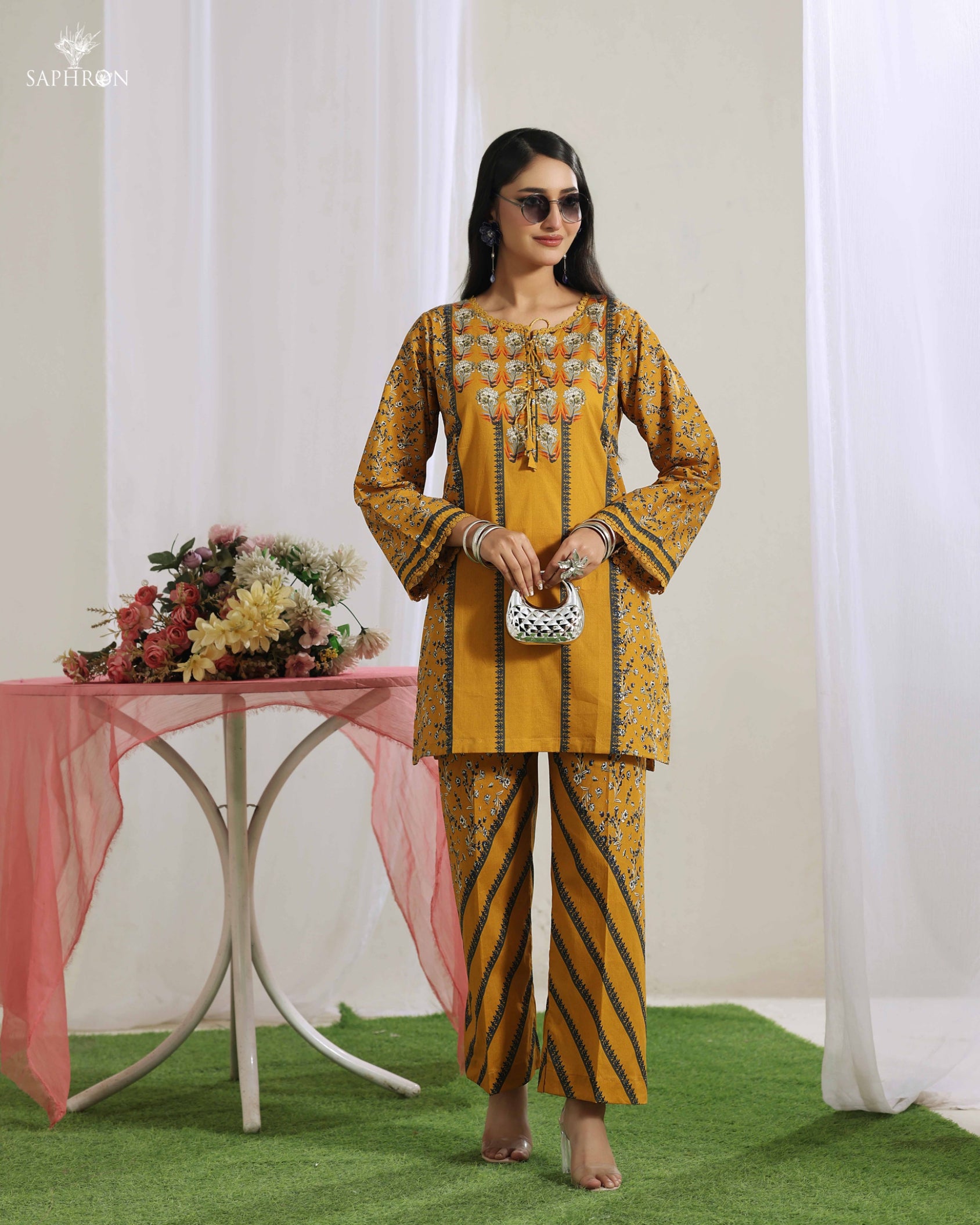 Golden Sun Ethnic Co-Ord Set – Fit&Fabric_wear