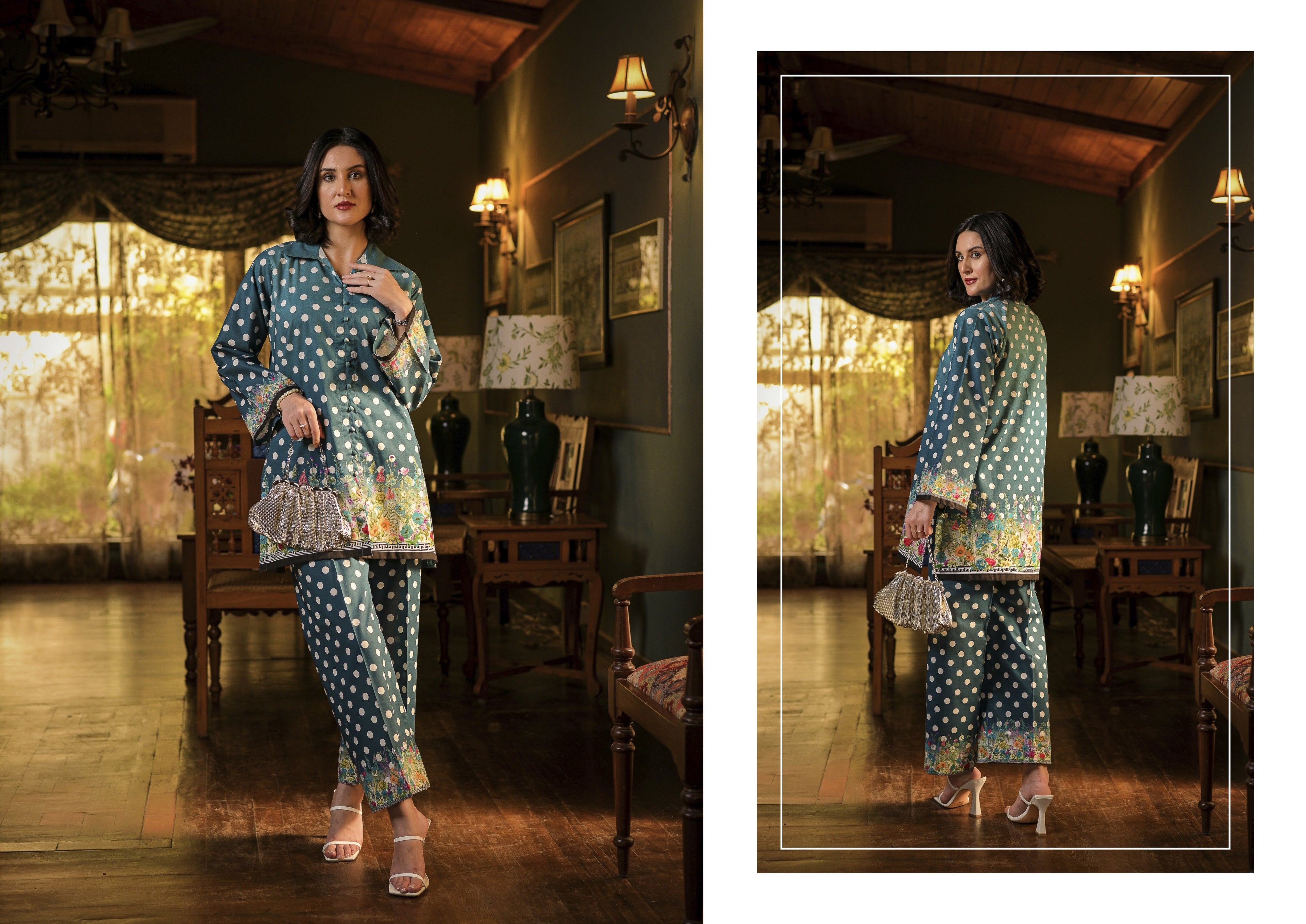 Fit & Fabrics Wear Blue Polka Charm – Zinc Blue 2 Piece Lawn Suit