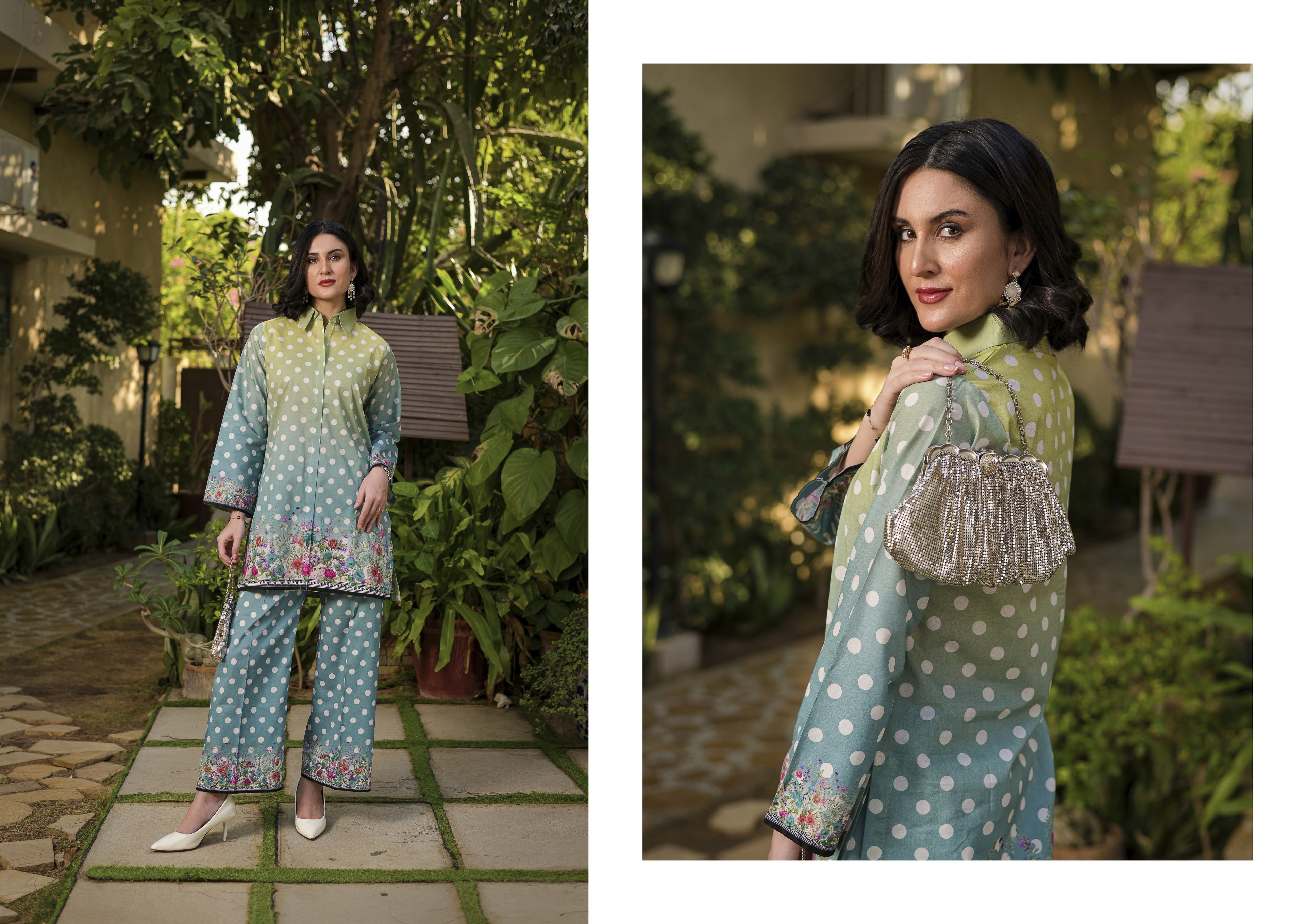 Fit & Fabrics Wear Lemon Accent – Zinc Blue 2 Piece Lawn Suit