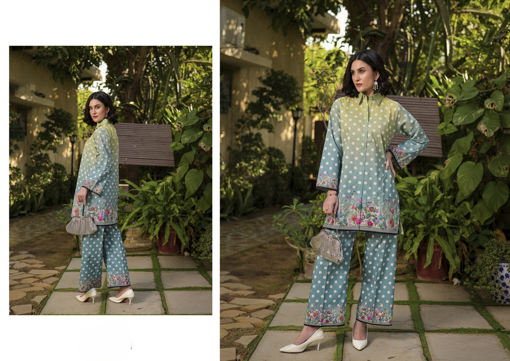 Fit & Fabrics Wear Lemon Accent – Zinc Blue 2 Piece Lawn Suit