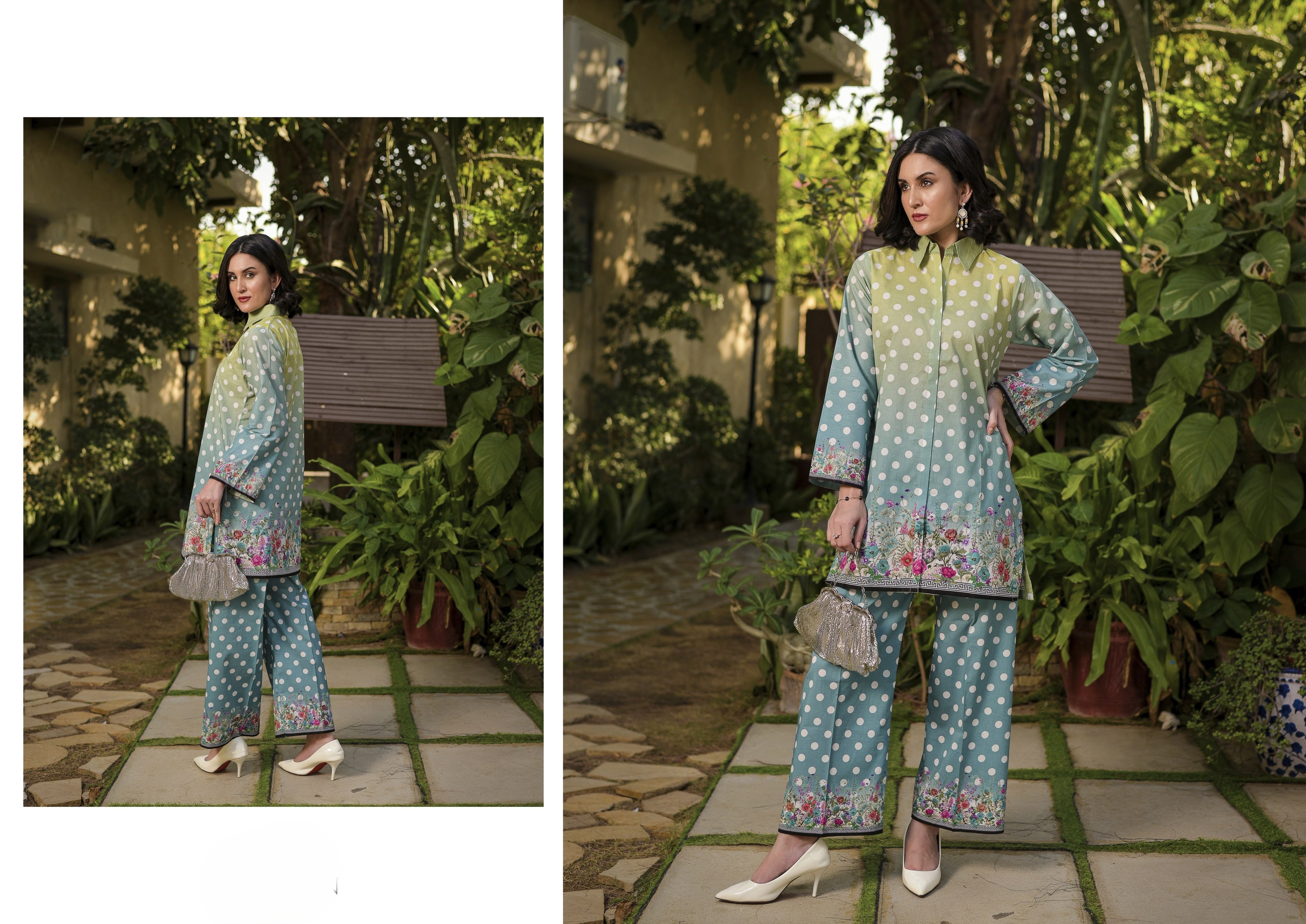 Fit & Fabrics Wear Lemon Accent – Zinc Blue 2 Piece Lawn Suit