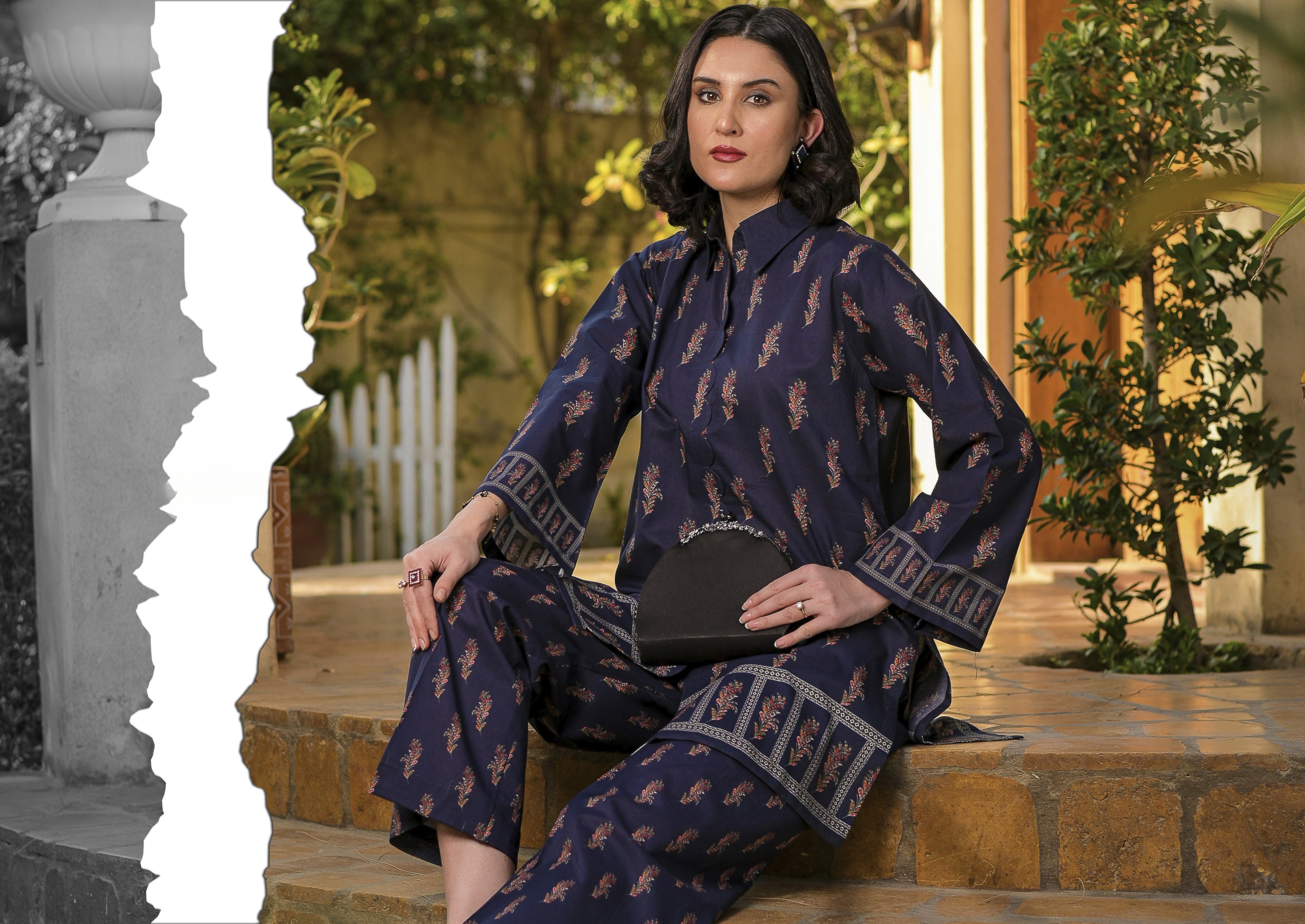 Fit & Fabrics Wear Midnight Print – Dark Blue 2 Piece Lawn Suit