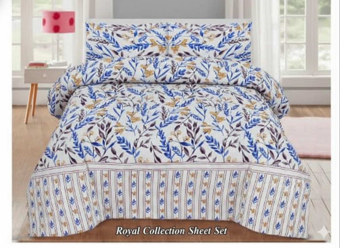 Petal Harmony – Floral King Size Bedsheet Set