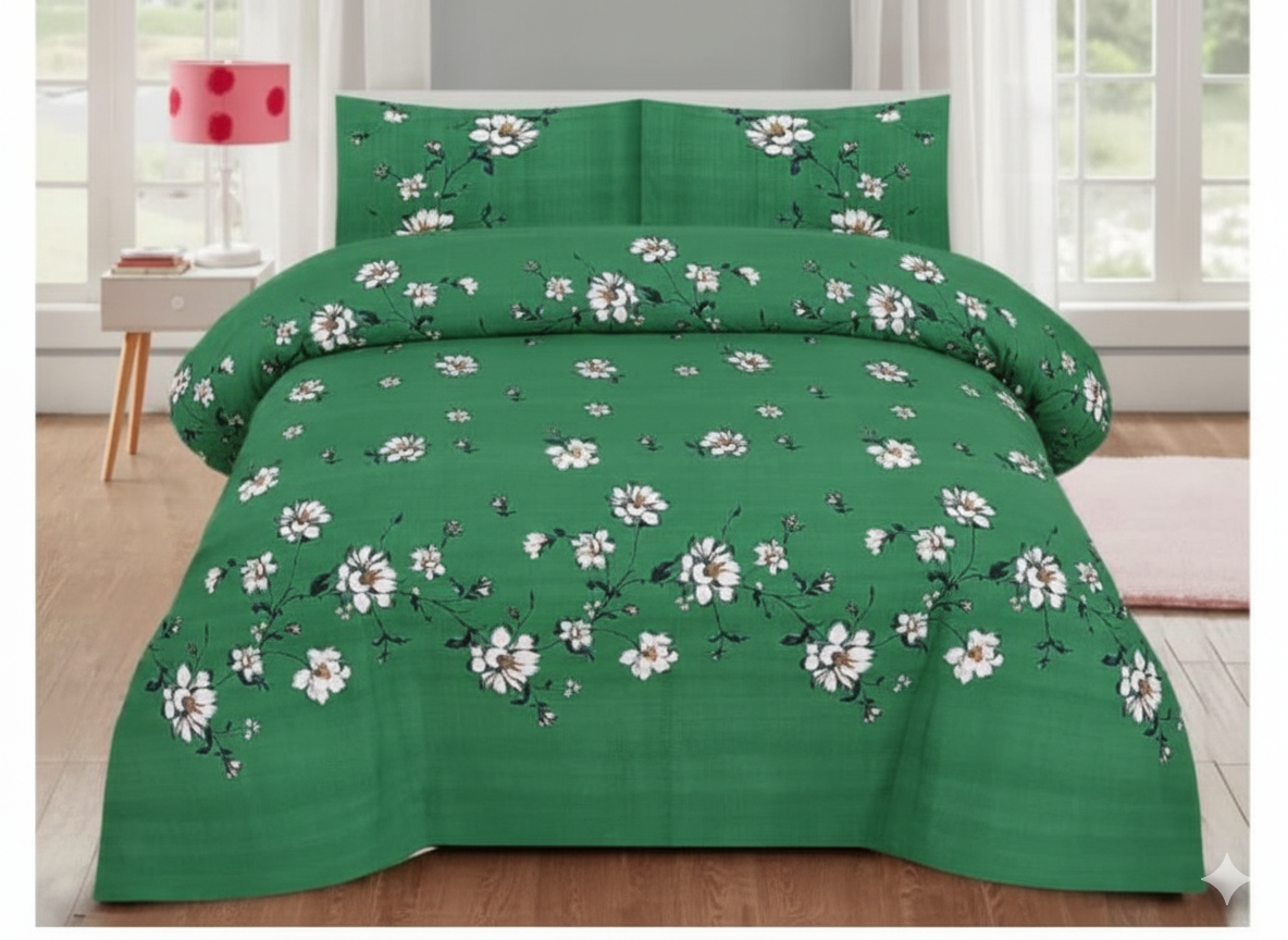 Verdant Grace – Green Floral Bedding Set