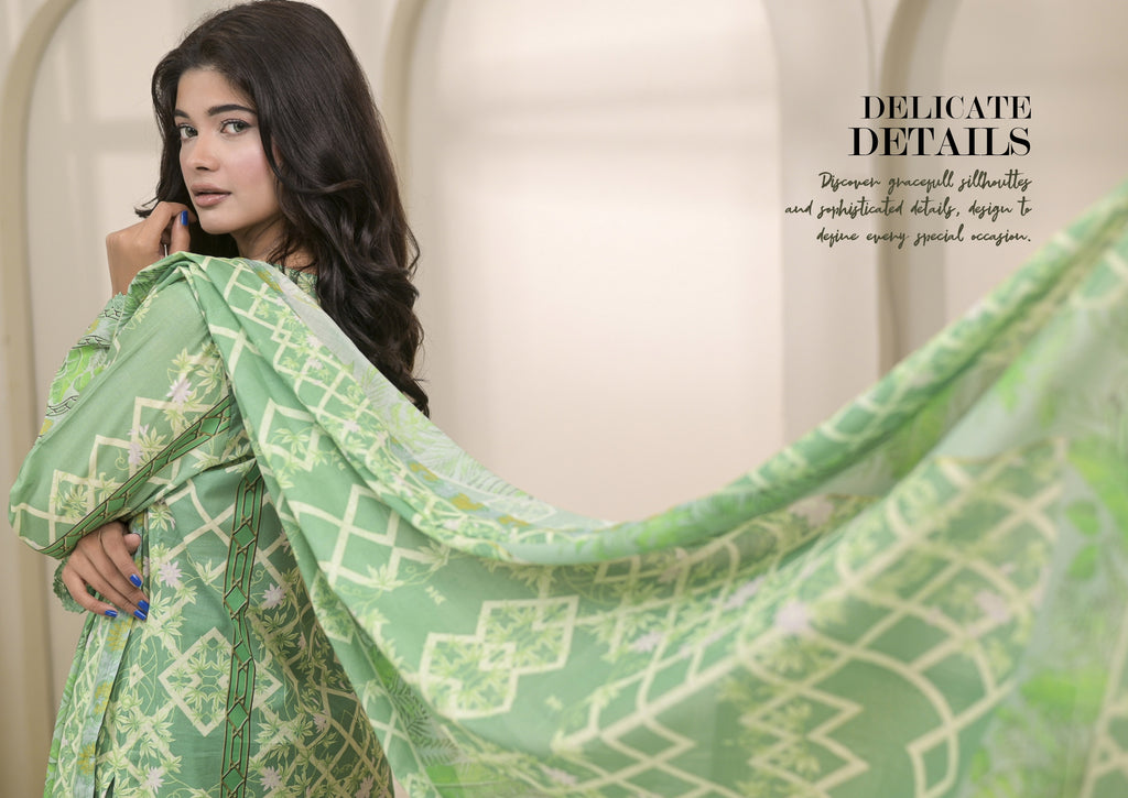 Fit & Fabrics Wear Parrot Green – Premium 3 Piece Lawn Suit