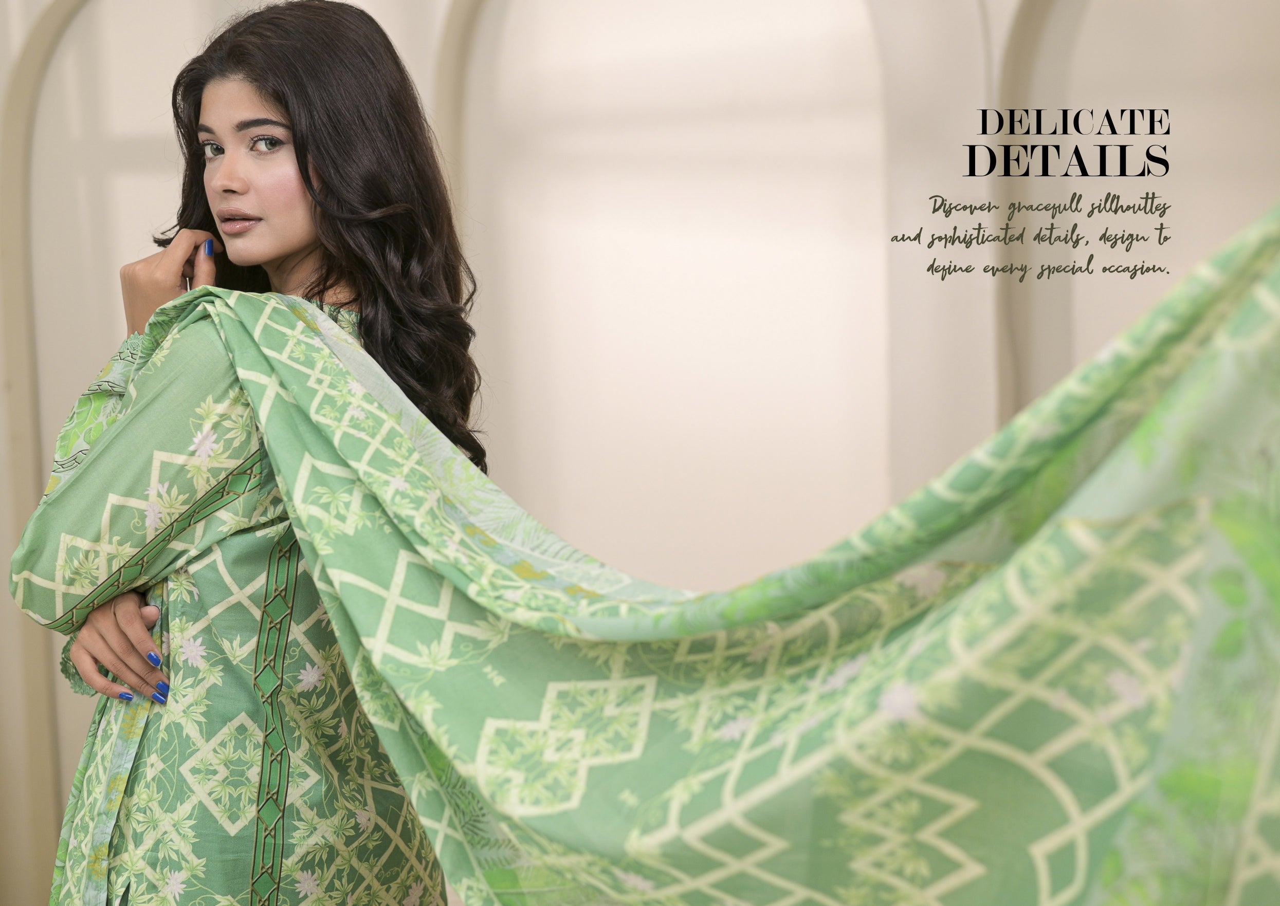 Fit & Fabrics Wear Parrot Green – Premium 3 Piece Lawn Suit