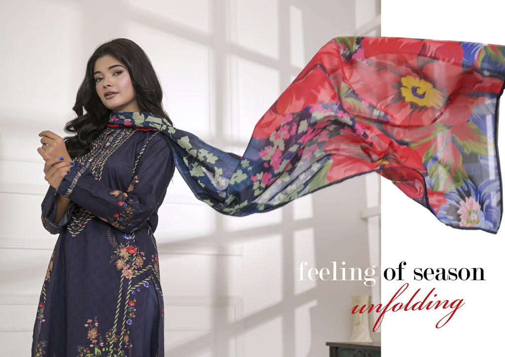 Fit & Fabrics Wear Midnight Bloom 3 Piece Lawn Suit