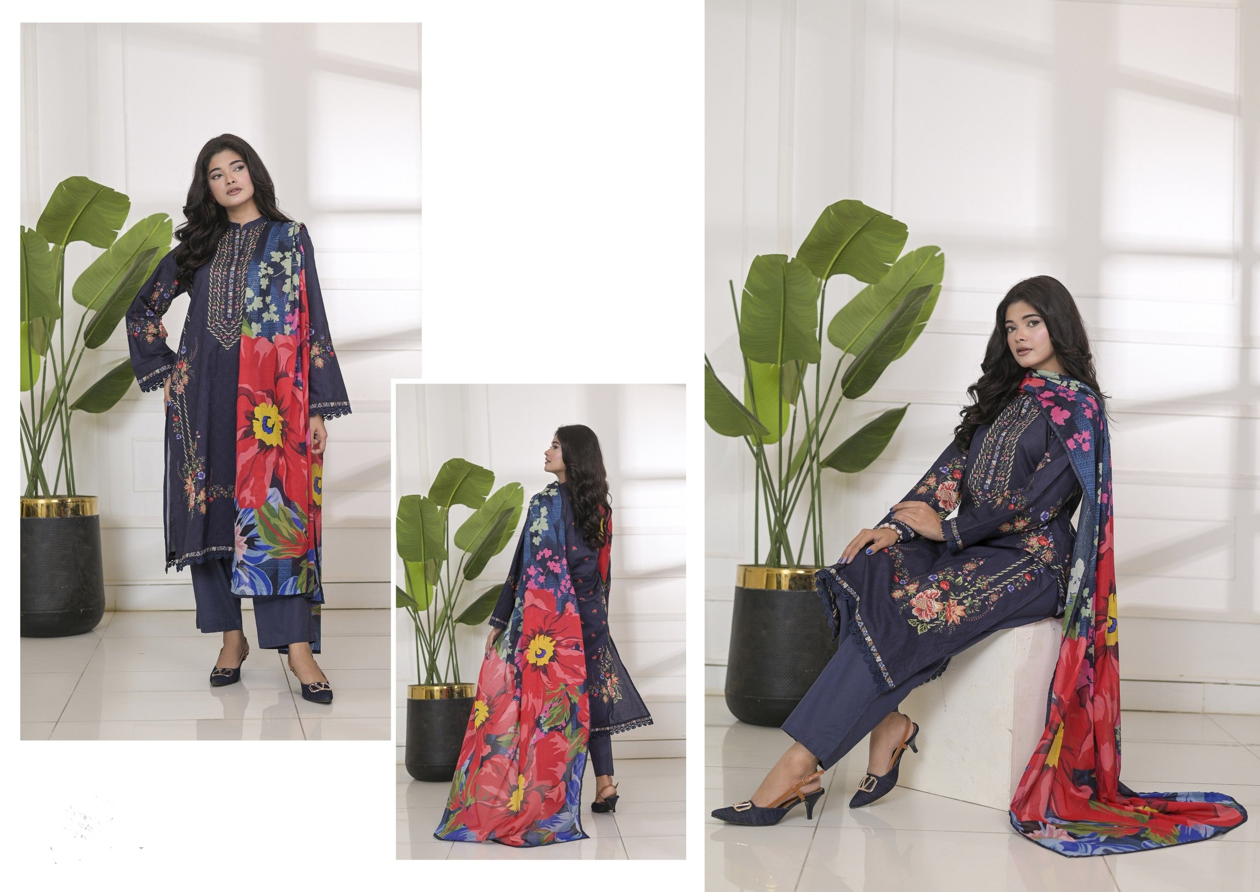 Fit & Fabrics Wear Midnight Bloom 3 Piece Lawn Suit