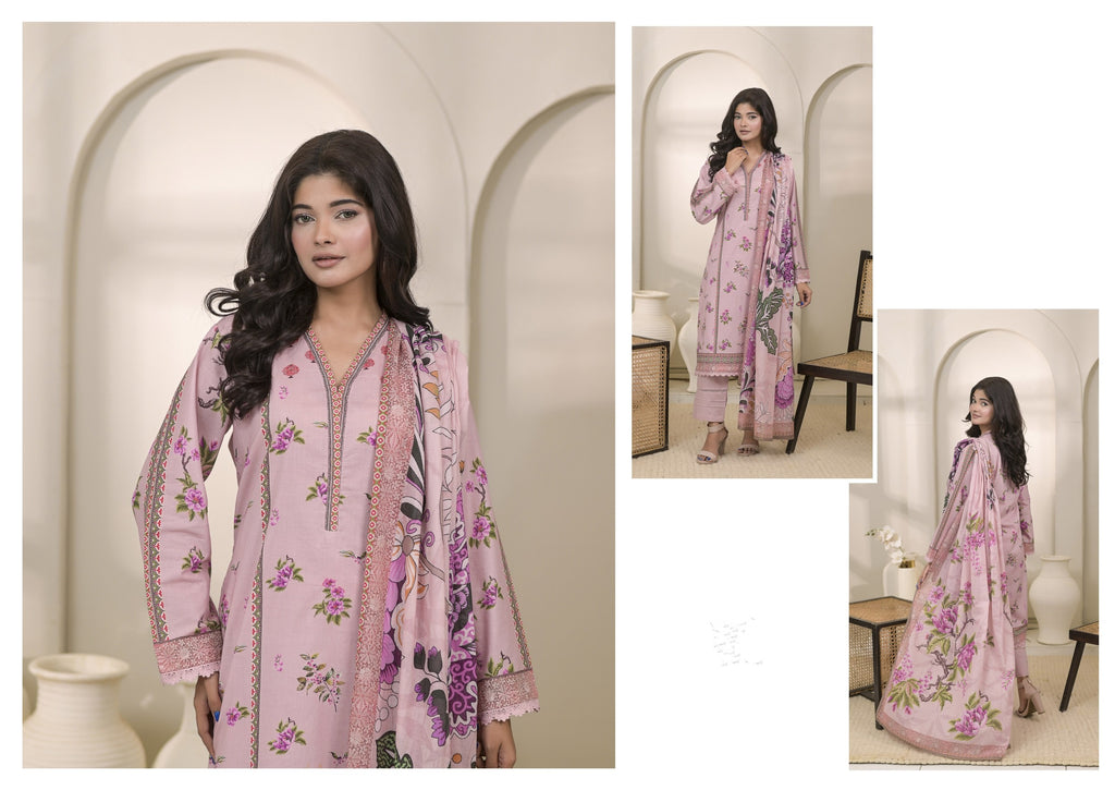 Fit & Fabrics Wear Soft Pink Charm – Floral 3 Piece Suit