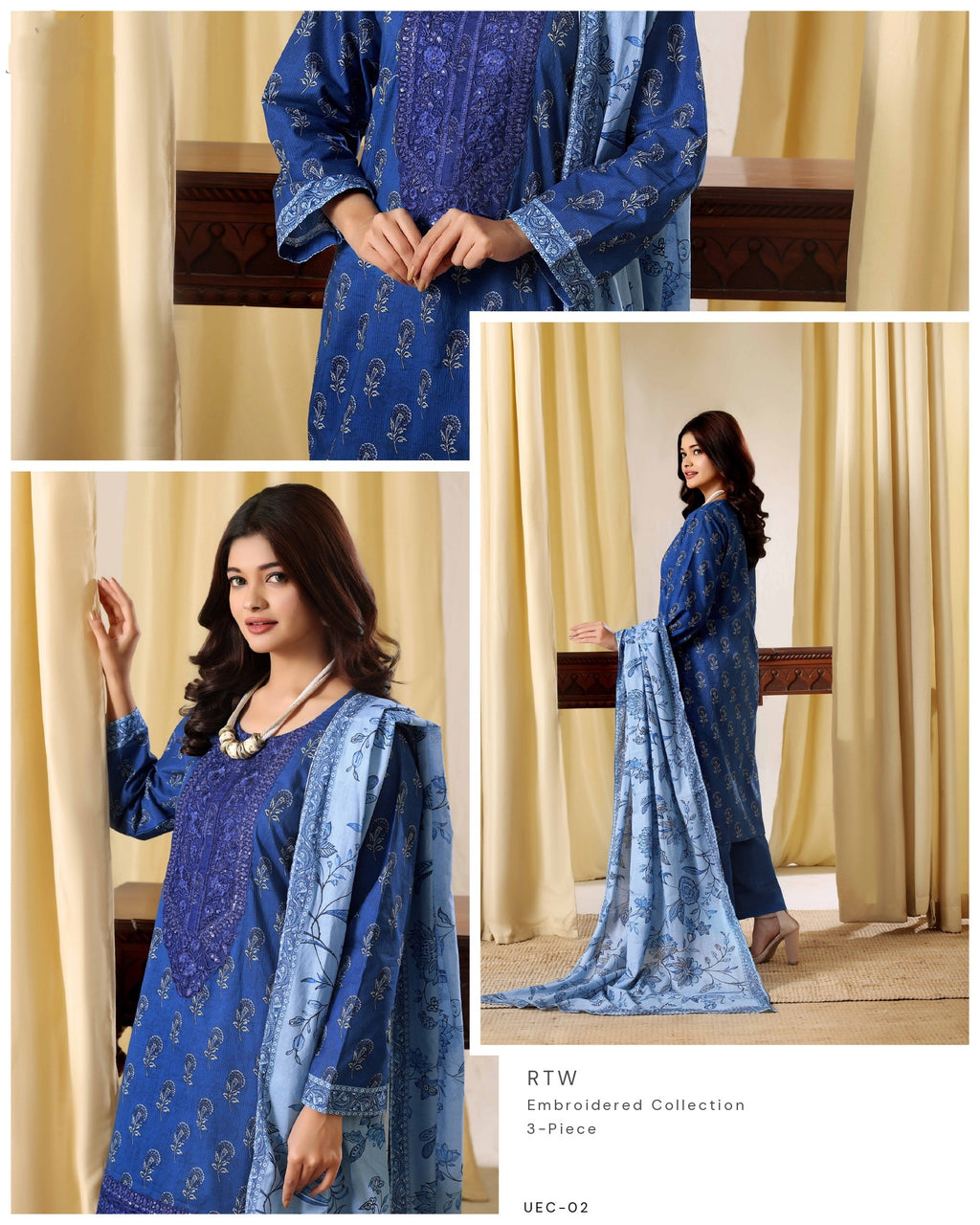 Azure Noor Embroidered Lawn 3-Piece Suit