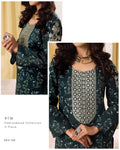 Teal Elegance Embroidered 3-Piece Suit