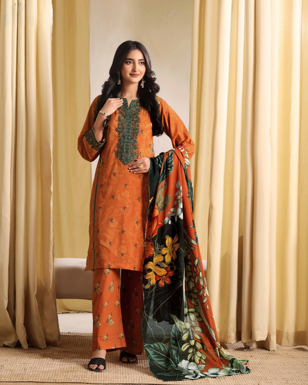 Autumn Charm Embroidered 3-Piece Suit